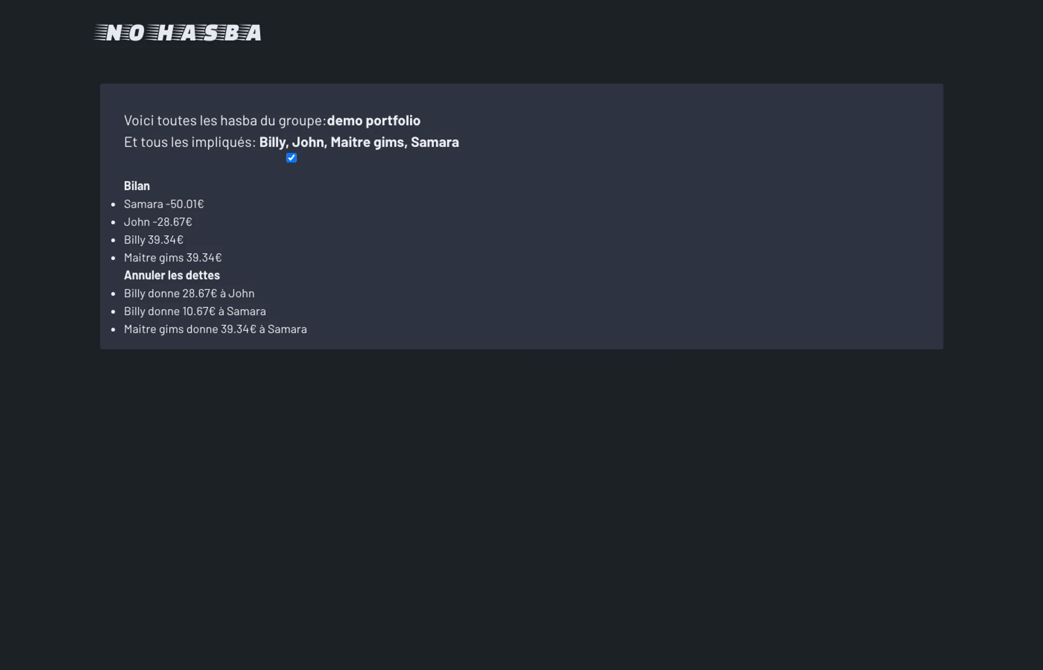 option 'comment régler' de la page des dépenses